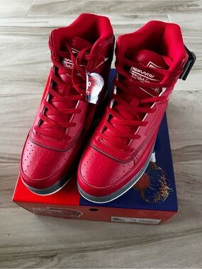 Patrick Ewing Orion Strap High-Top Sneakers in Red - Rebound Series